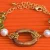Bracciale con perle, peridoto e ceramica dipinta oro 24k