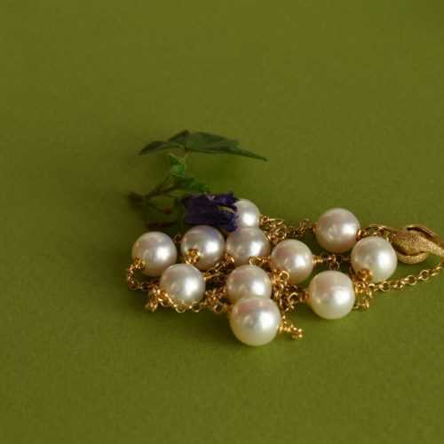 Collana donna in argento placcato oro 18k e perle